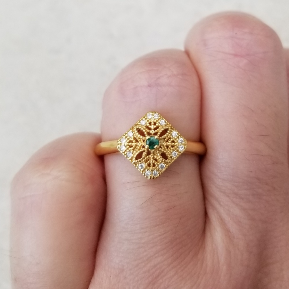 HOST PICK! Artisan Natural Emerald & Diamonds Ring - Picture 8 of 8